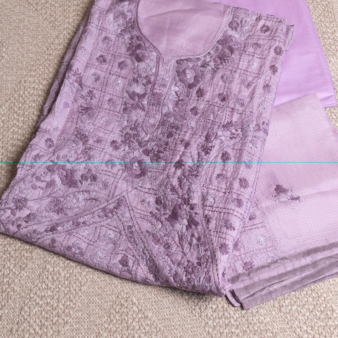 Lavender Mist Hand-Embroidered Suit Set