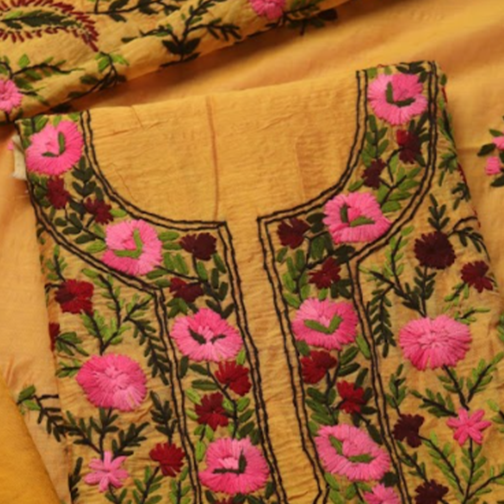 Mustard Floral Phulkari Grace