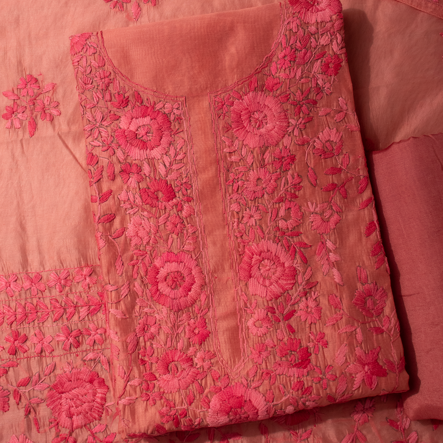 Gulnaar rang tick magenta unstitched suit