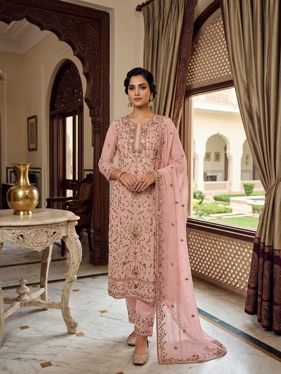 The Nazakat Rose Floral Suit Set