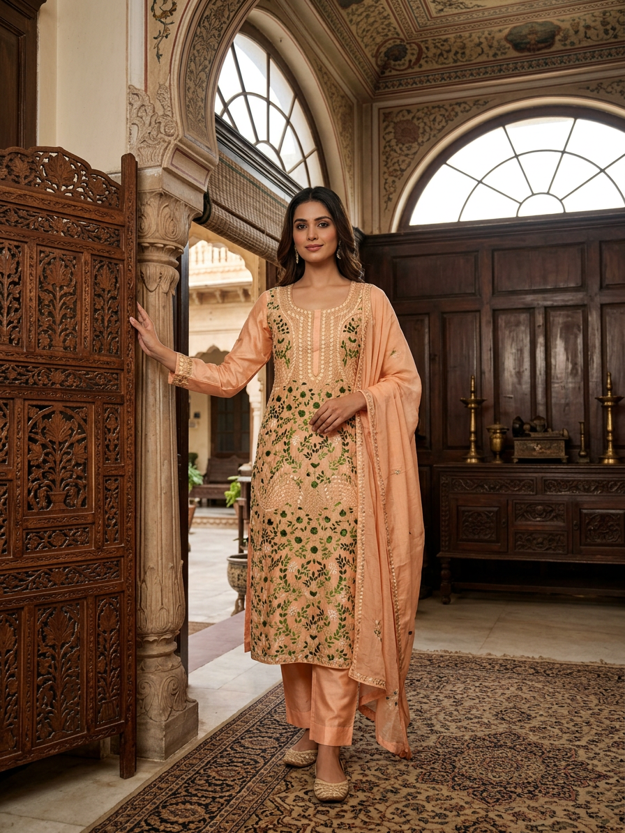 The Kesar Vine Chikankari Style Set