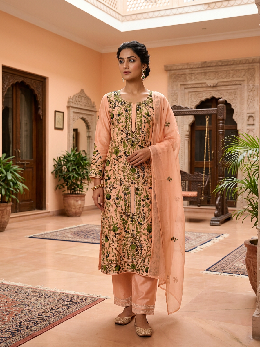 The Kesar Leaf Heritage Muslin Set
