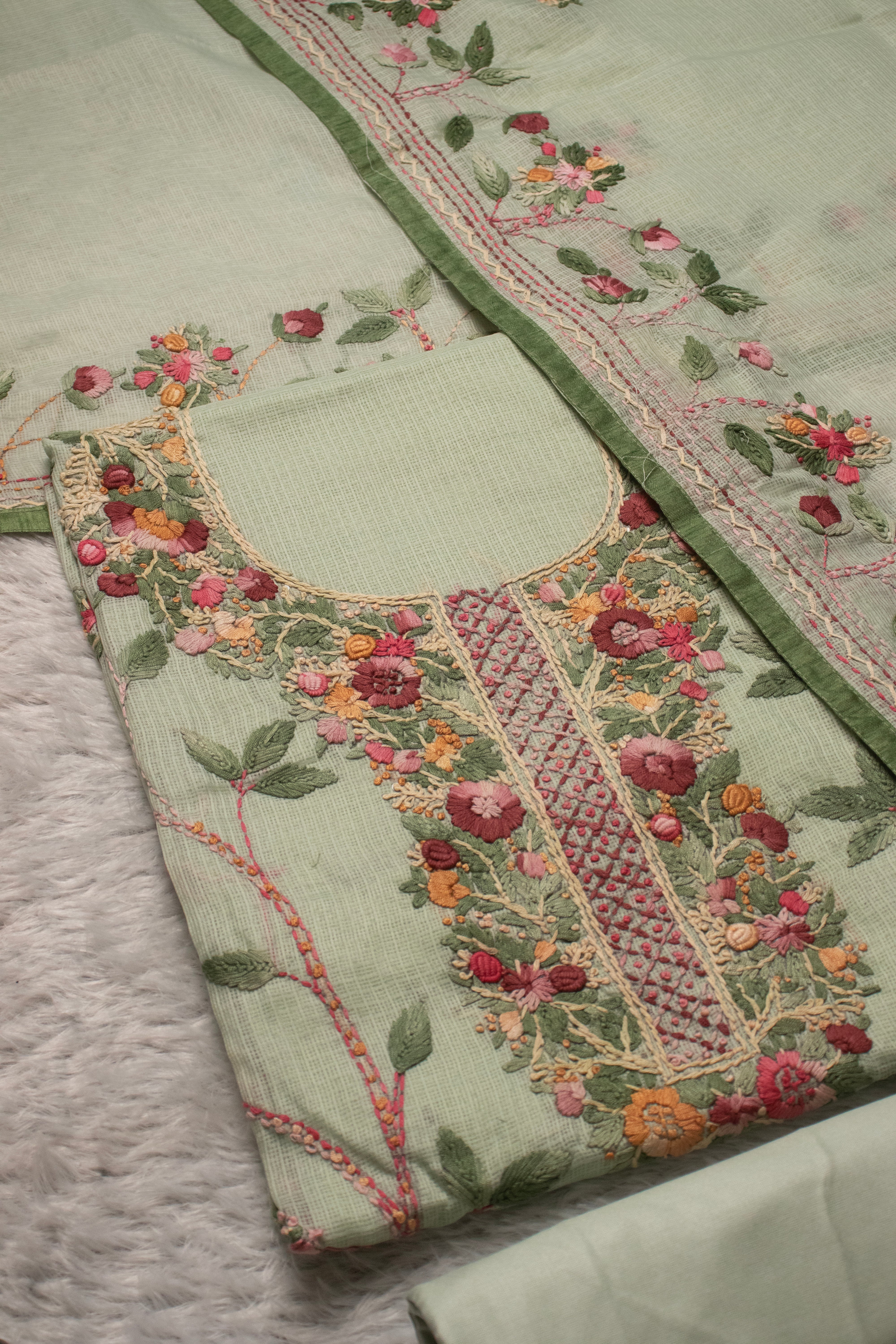 Pista Green Jaal Kurta Set