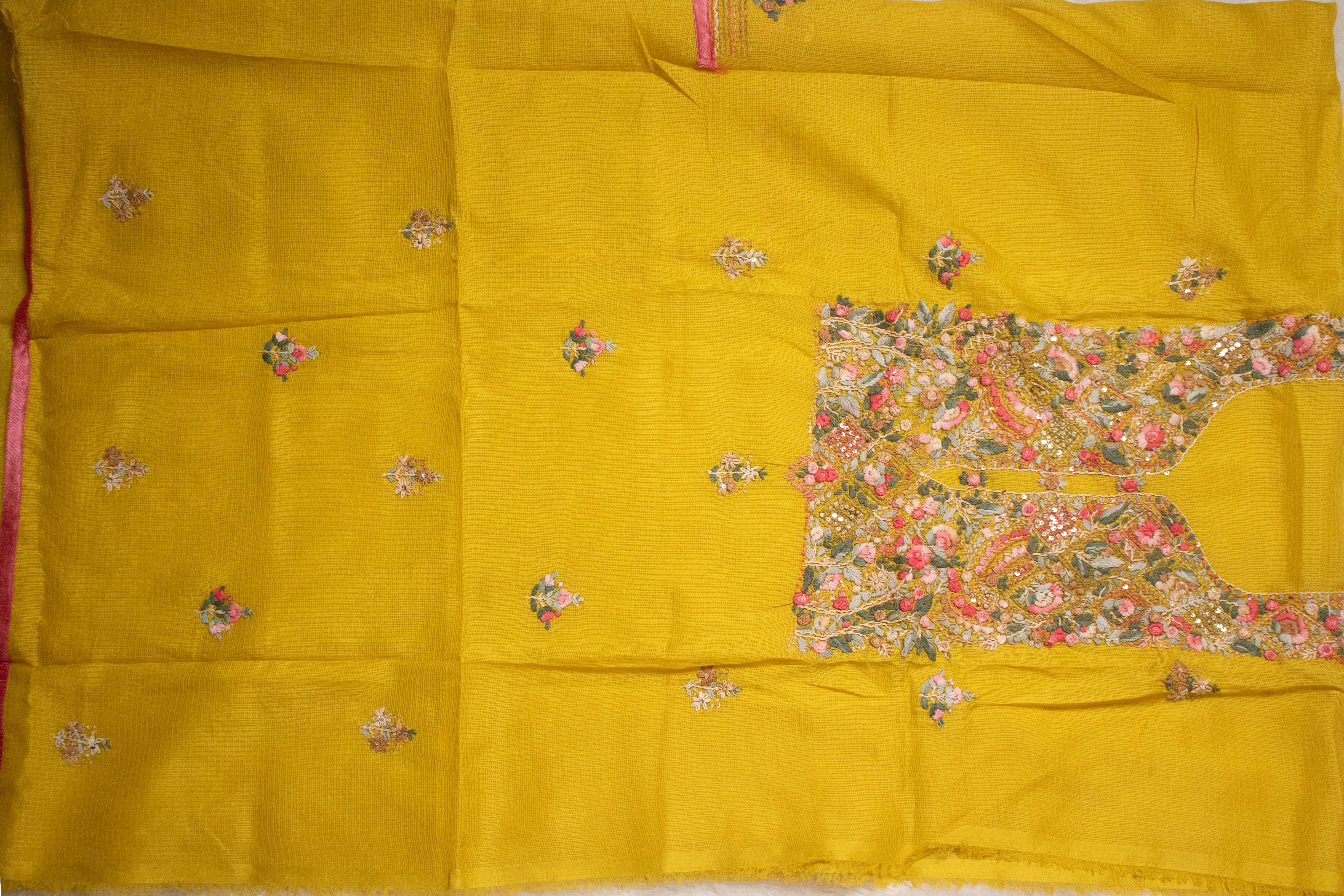 Ochre Garden Aari Embroidered Suit (Unstitched)