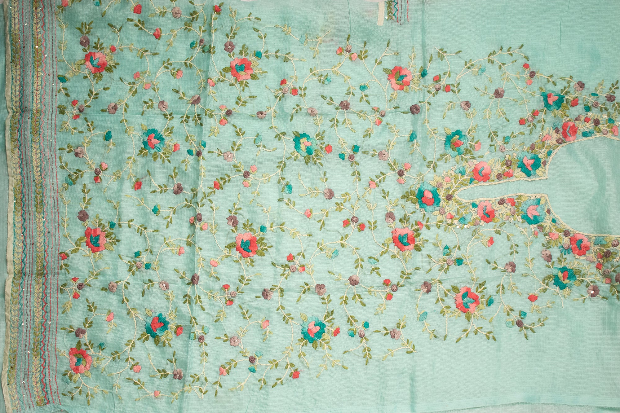 Aqua Blue Garden Jaal Kurta Set