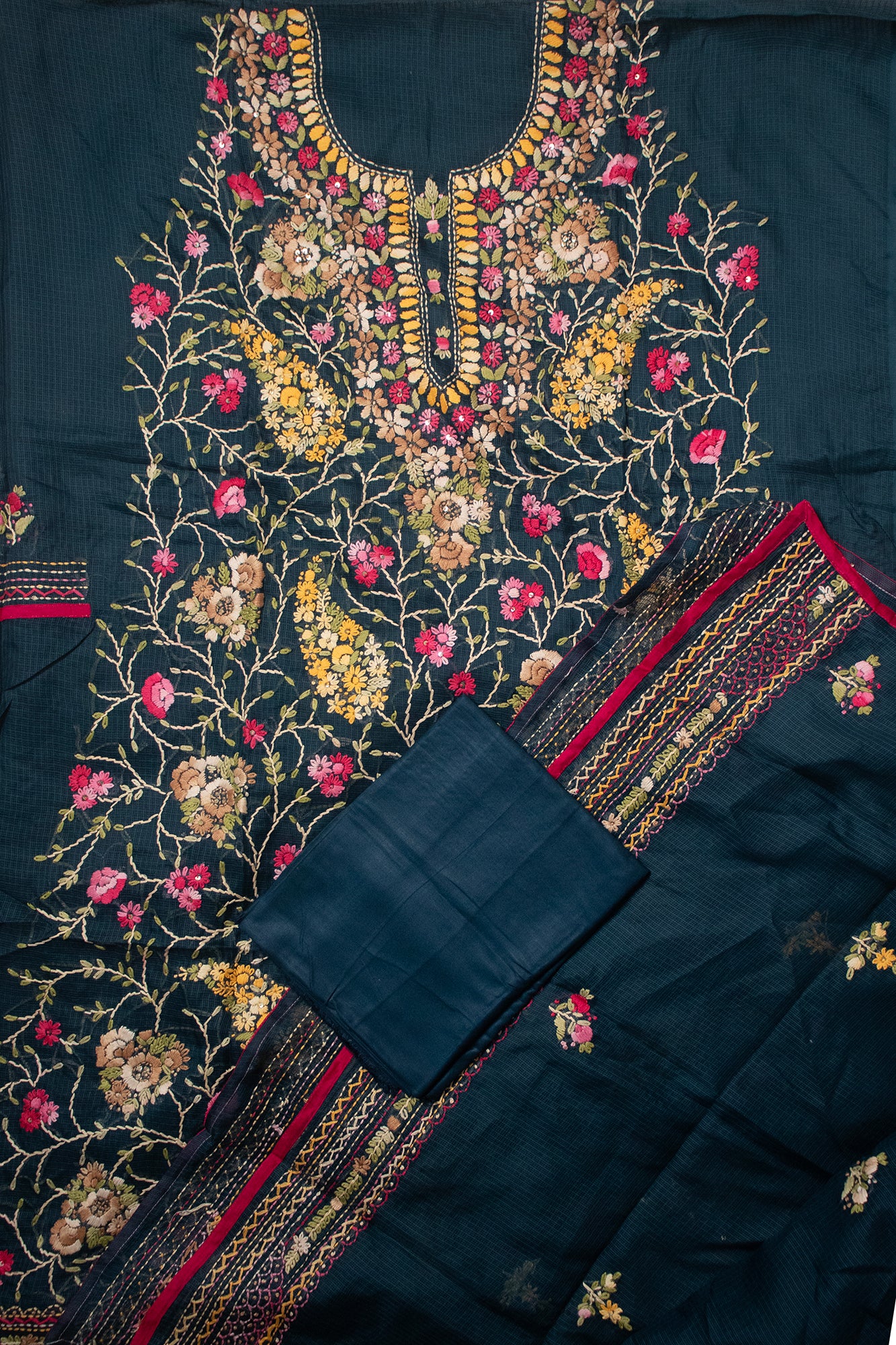 Deep Blue Vertical Garden Kurta Set