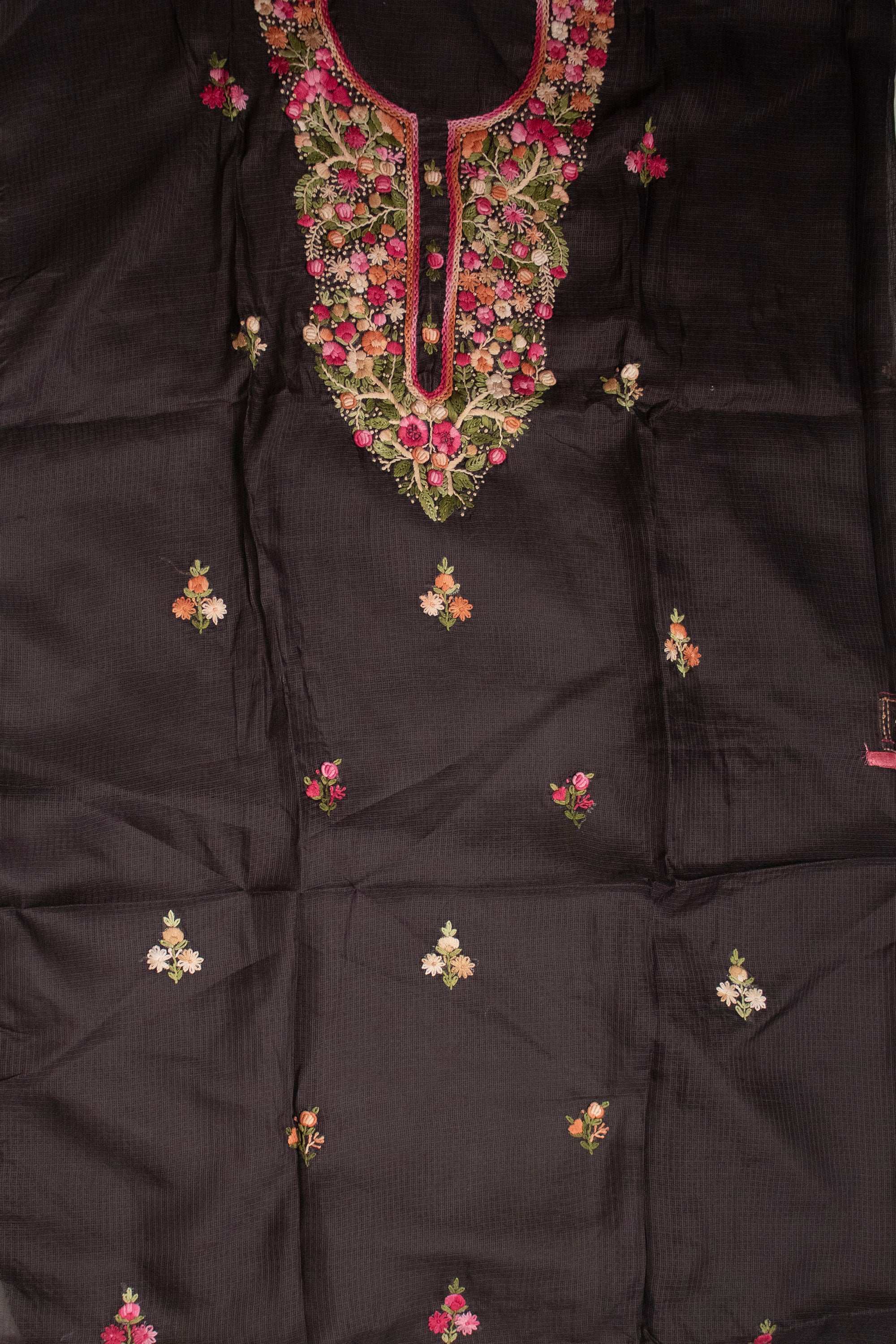 Black Heavy Neck Thread Kurta Set