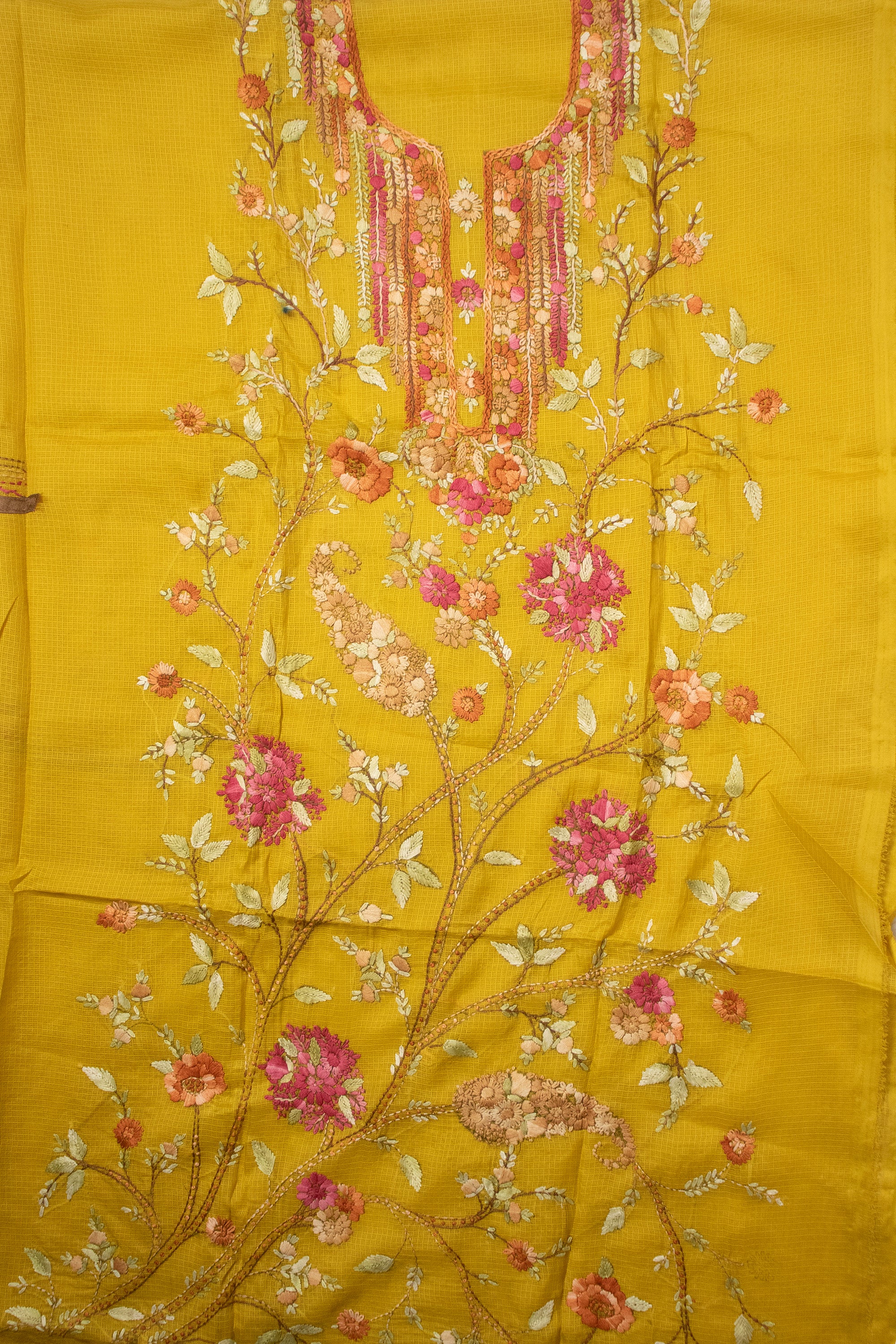 Mustard Vineyard Hand-Embroidered (Unstitched)