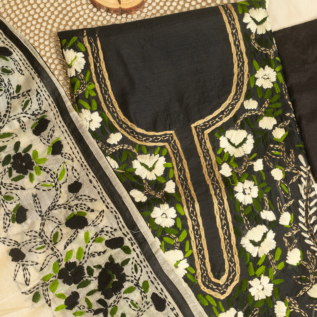 Uniques Okaish Jaal Black embroidered unstitched suit