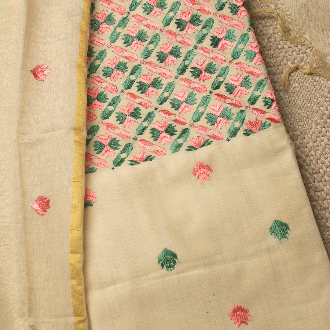 Sindhi Kadhai embroidered multicoloured unstitched suit