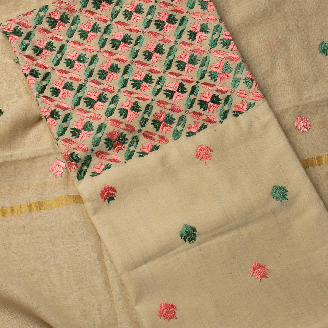 Sindhi Kadhai embroidered multicoloured unstitched suit