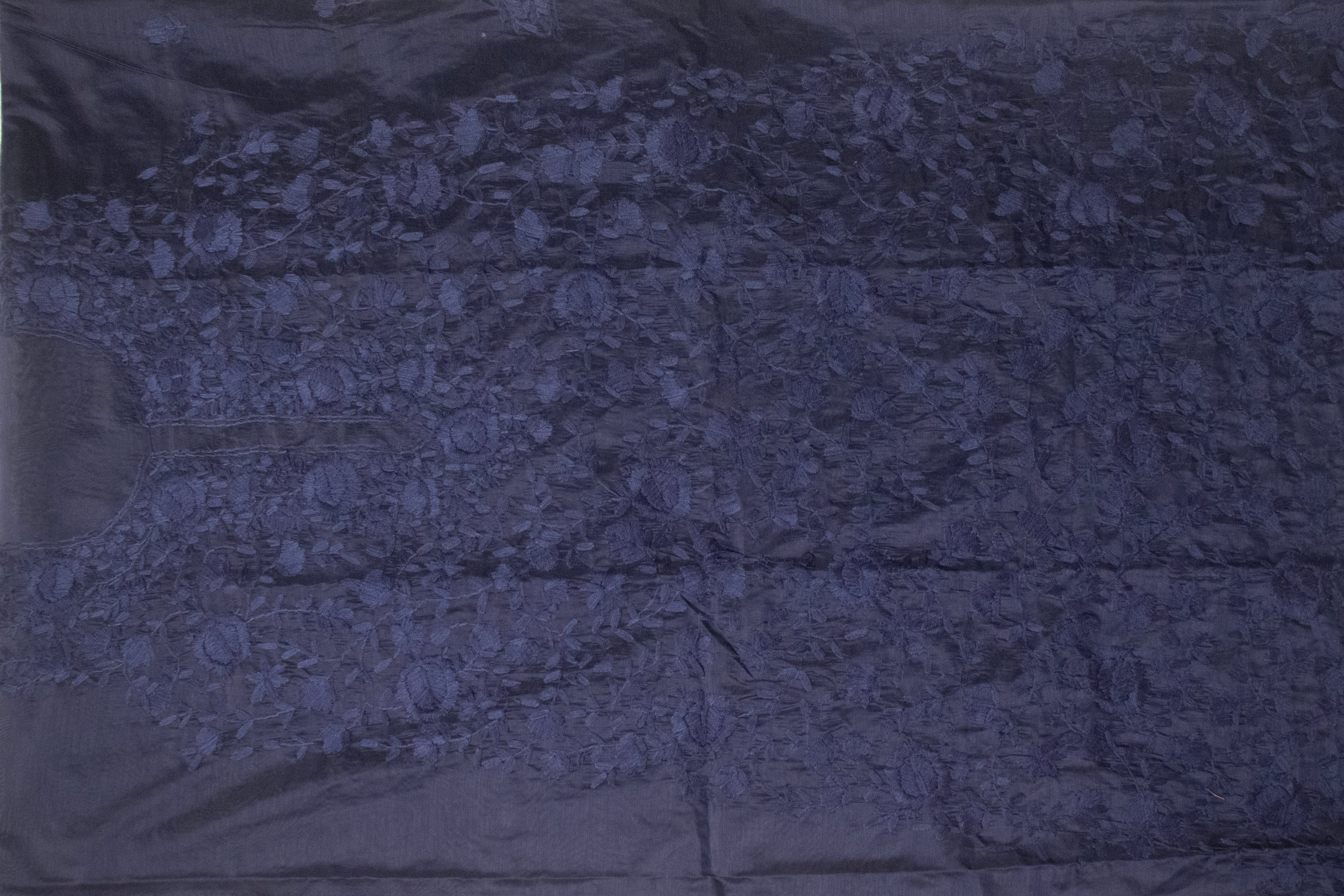 blue self floral chanderi cotton embroidered unstitched suit set