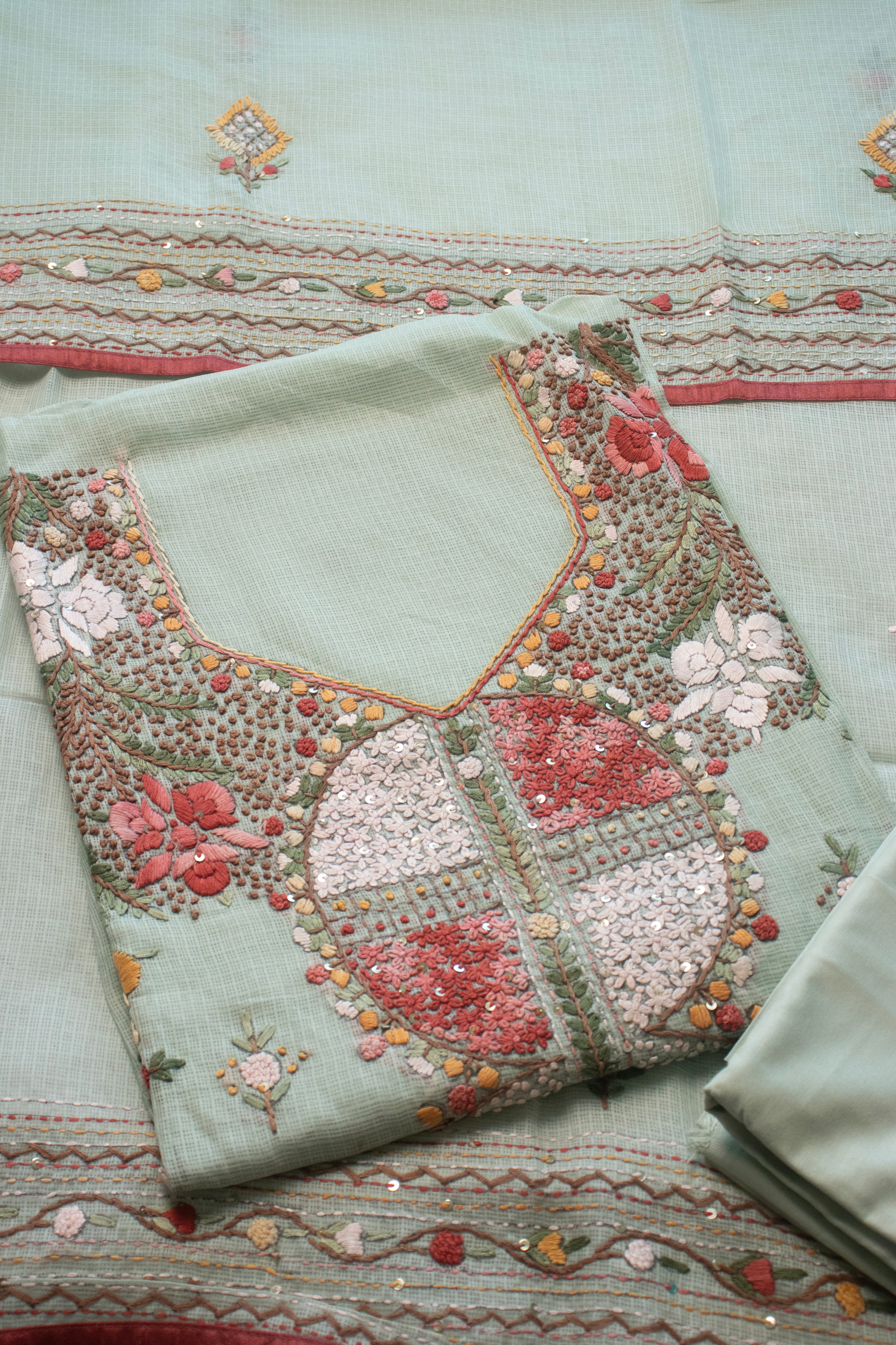 Pista Parinaaz Aari Embroidered Suit (Unstitched)