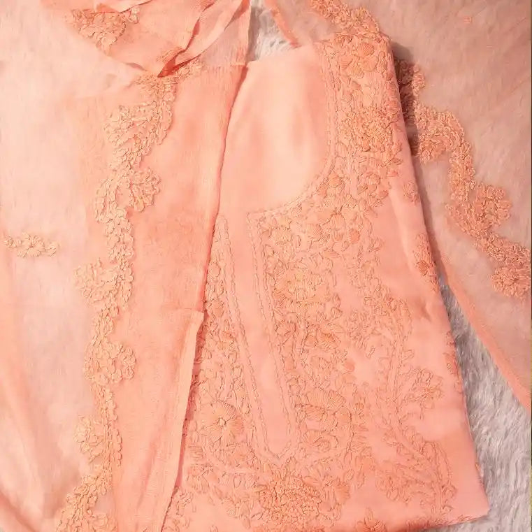 Peach unstitched suit material