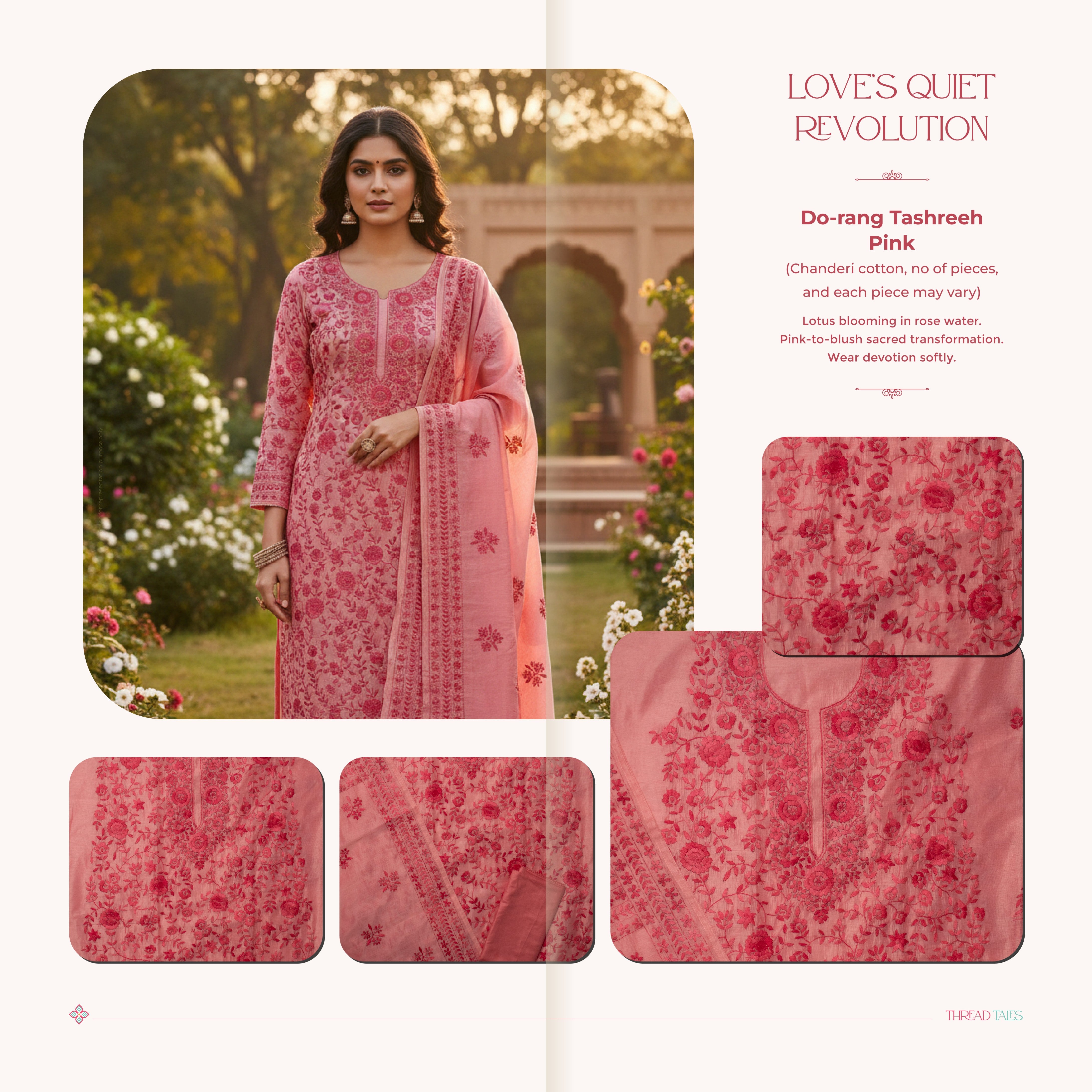 Do rang tashreeh Pink dual tone unstitched suit set