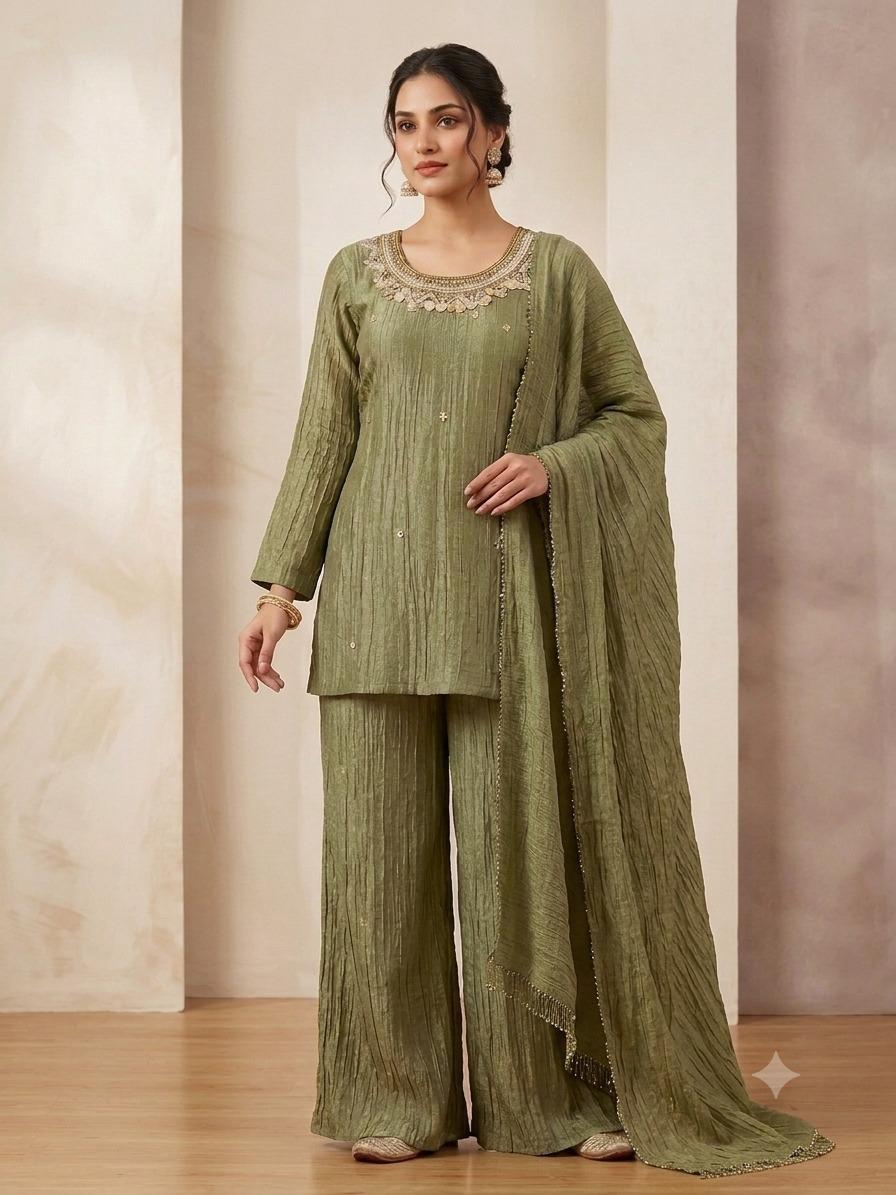 Sage Crush Embroidered Kurta Set