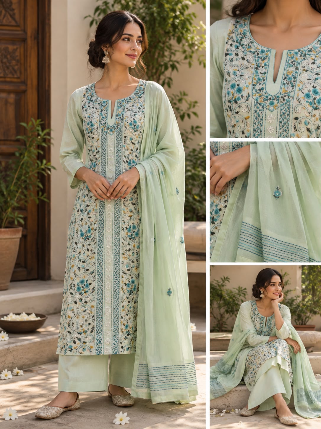 Gulbahar Mint Unstitched Suit