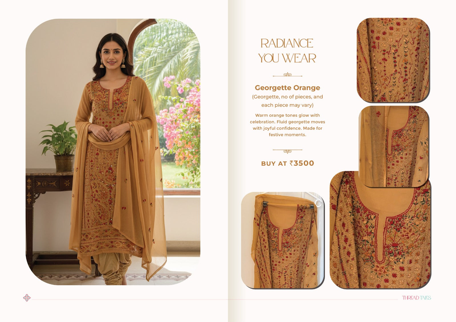 Georgette Gulzar orange unstitched suit