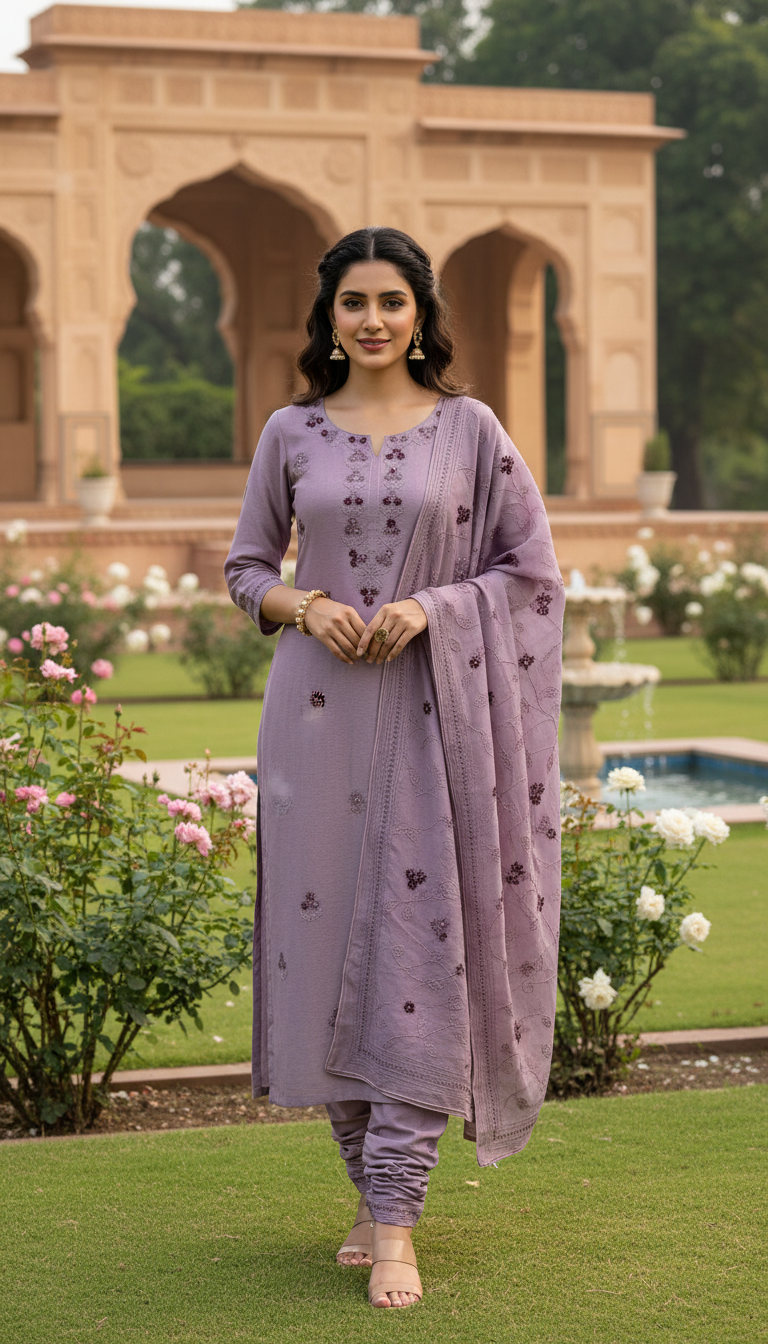 Heritage Buti Embroidered Suit Set (Unstitched)