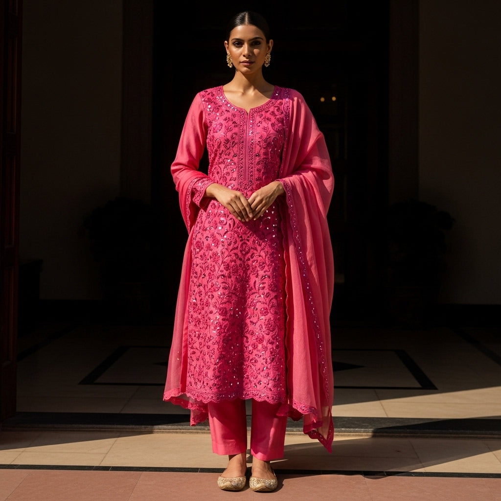 Maroon Rose Phulkari
