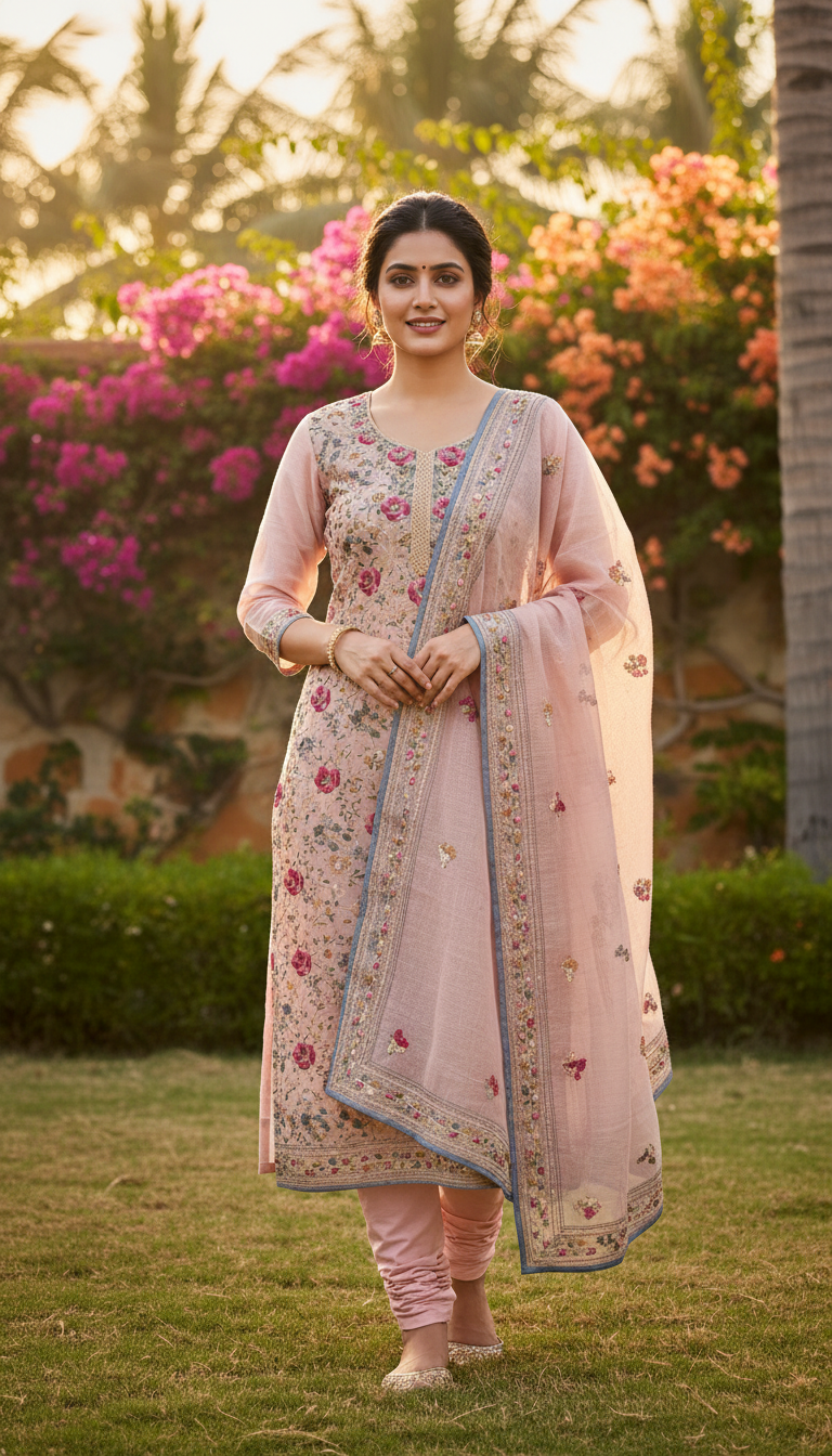 light Beige Bloom Kurta Set