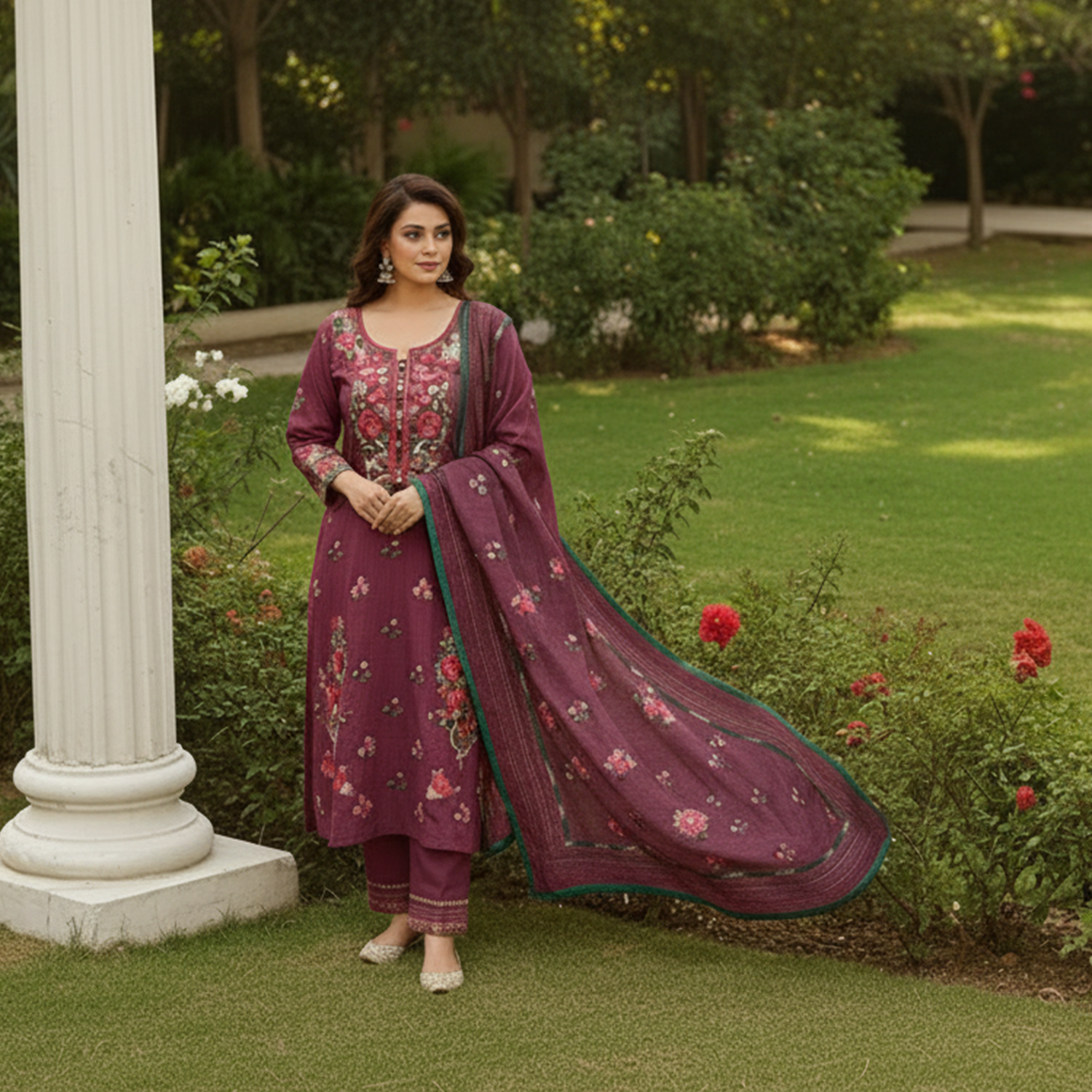 Maroon & Plum unstitched suit