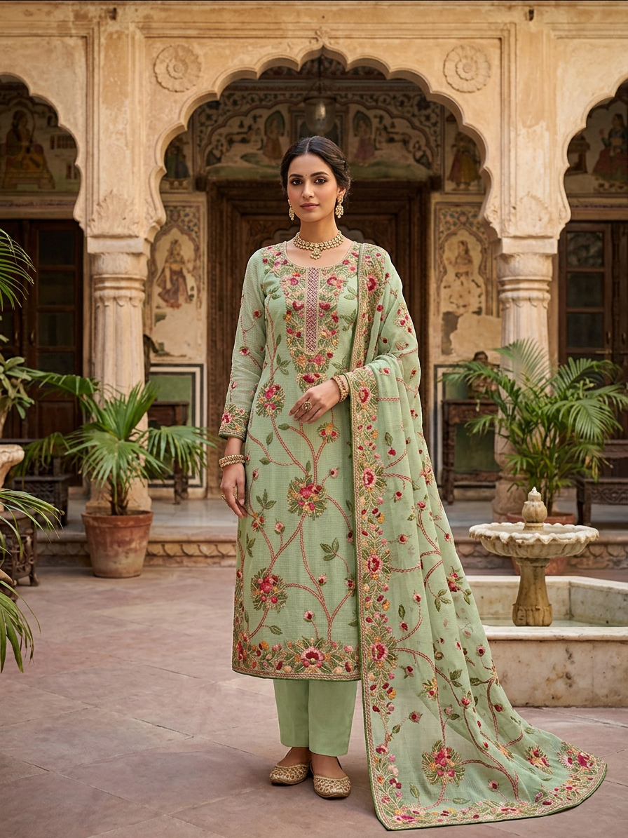 The Pista Floral Botanical Muslin Set