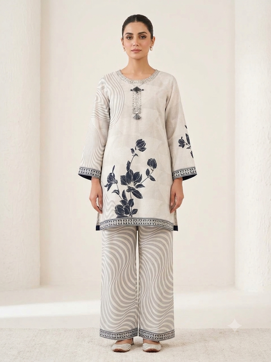 Ivory & Slate Abstract Bloom Set