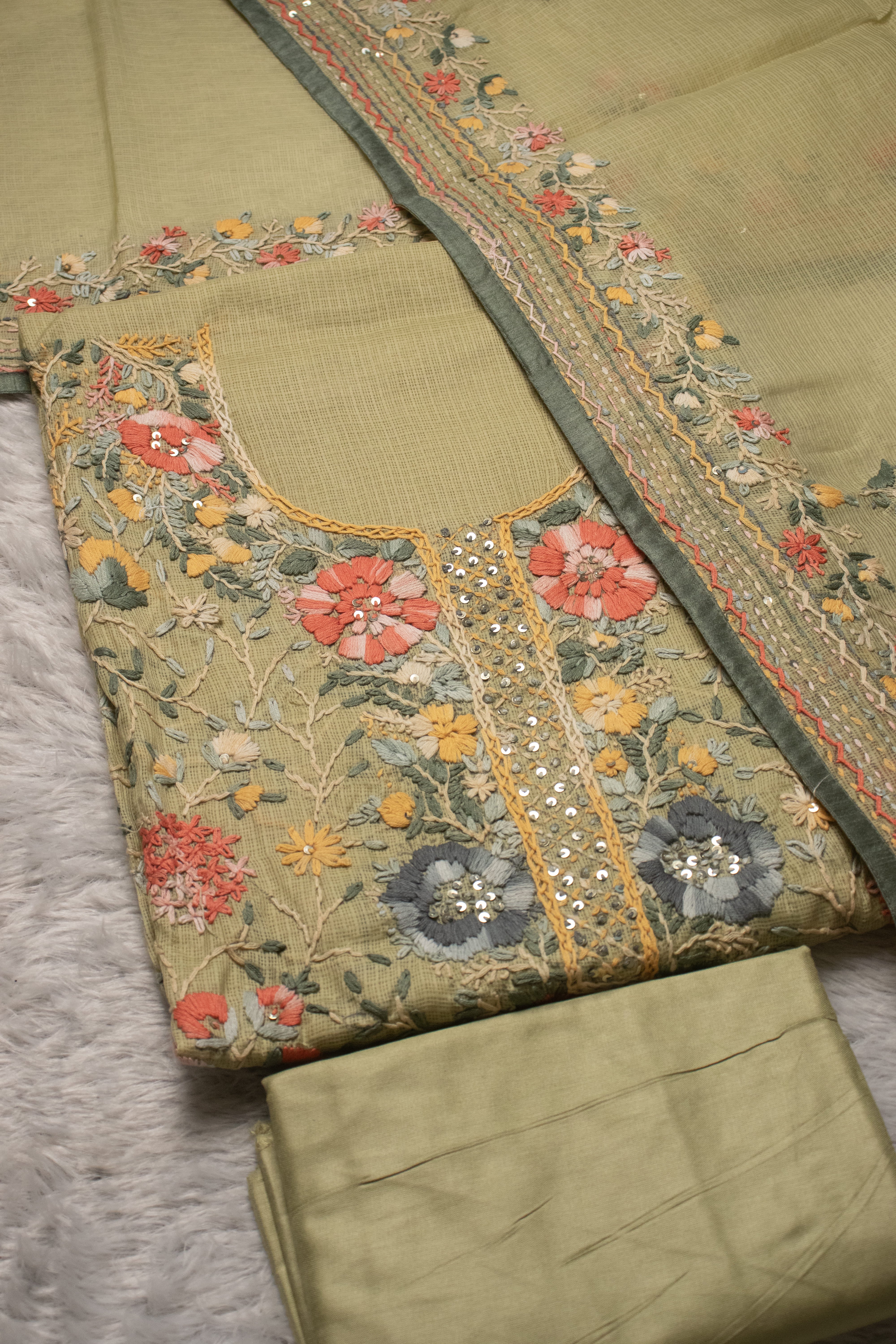 Sage Green Vintage Kurta Set
