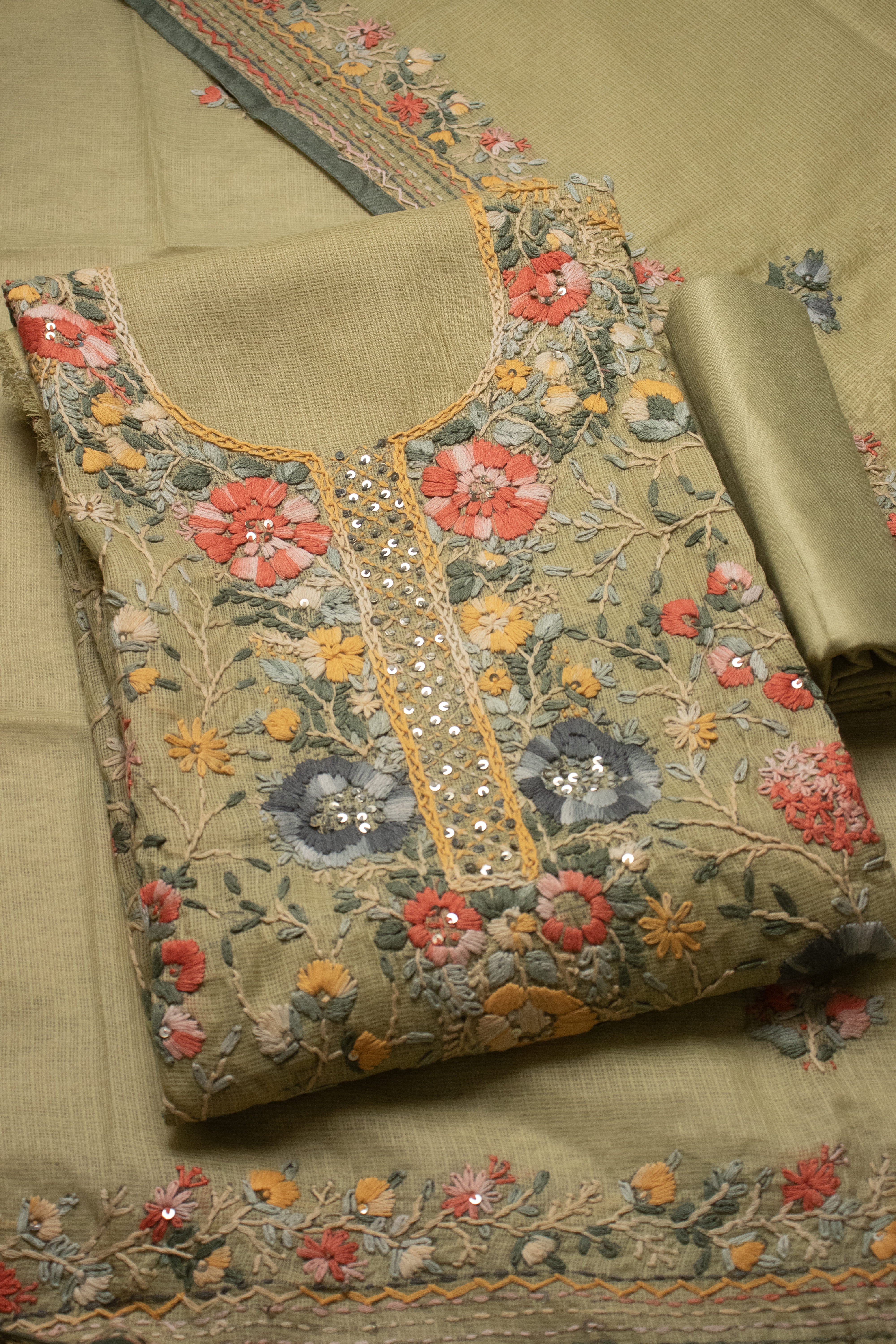 Sage Green Vintage Kurta Set
