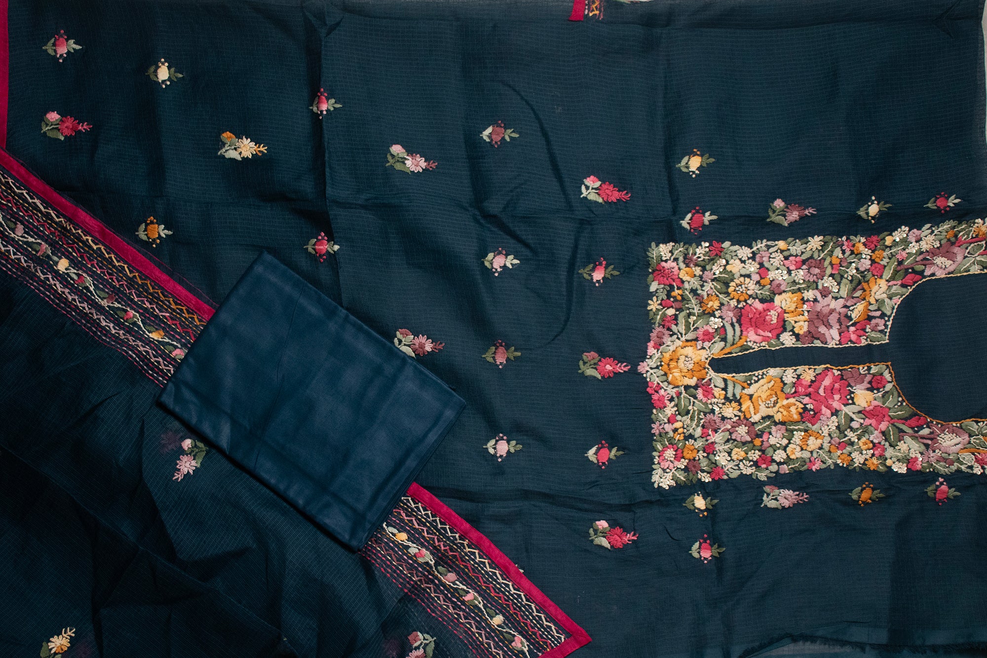 Navy Jaal Kurta Set