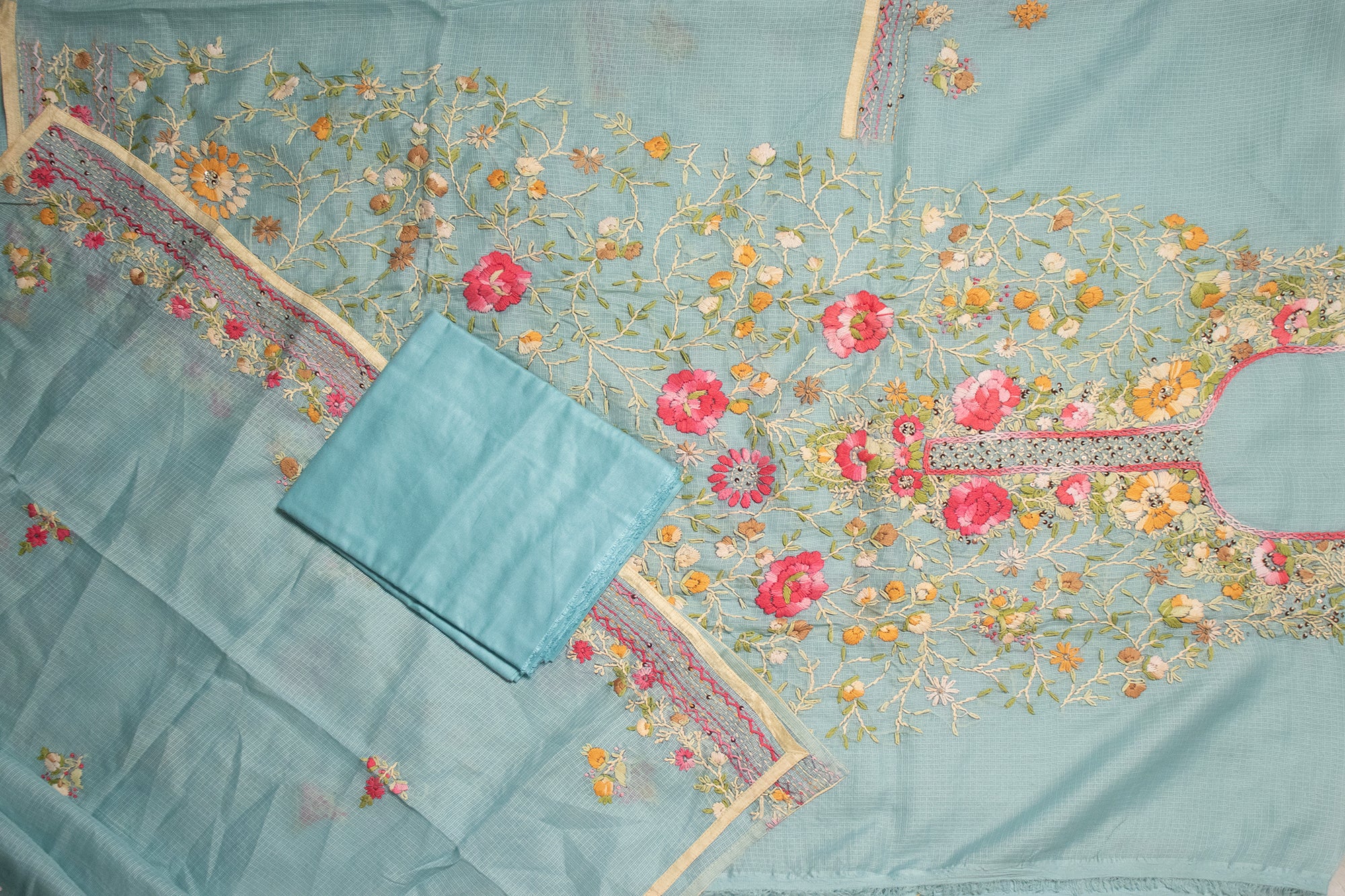 Powder Blue Royal Bloom Kurta Set