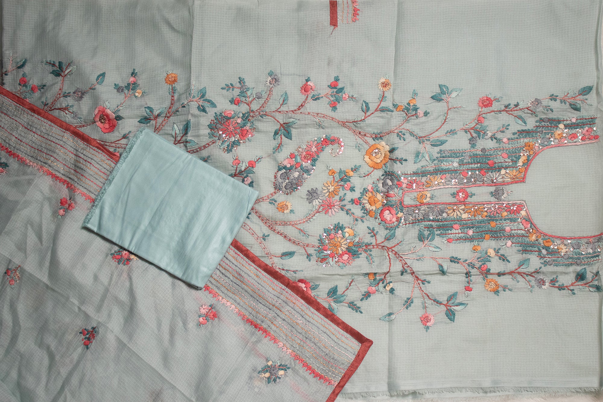 Aqua Blue Bloom Kurta Set