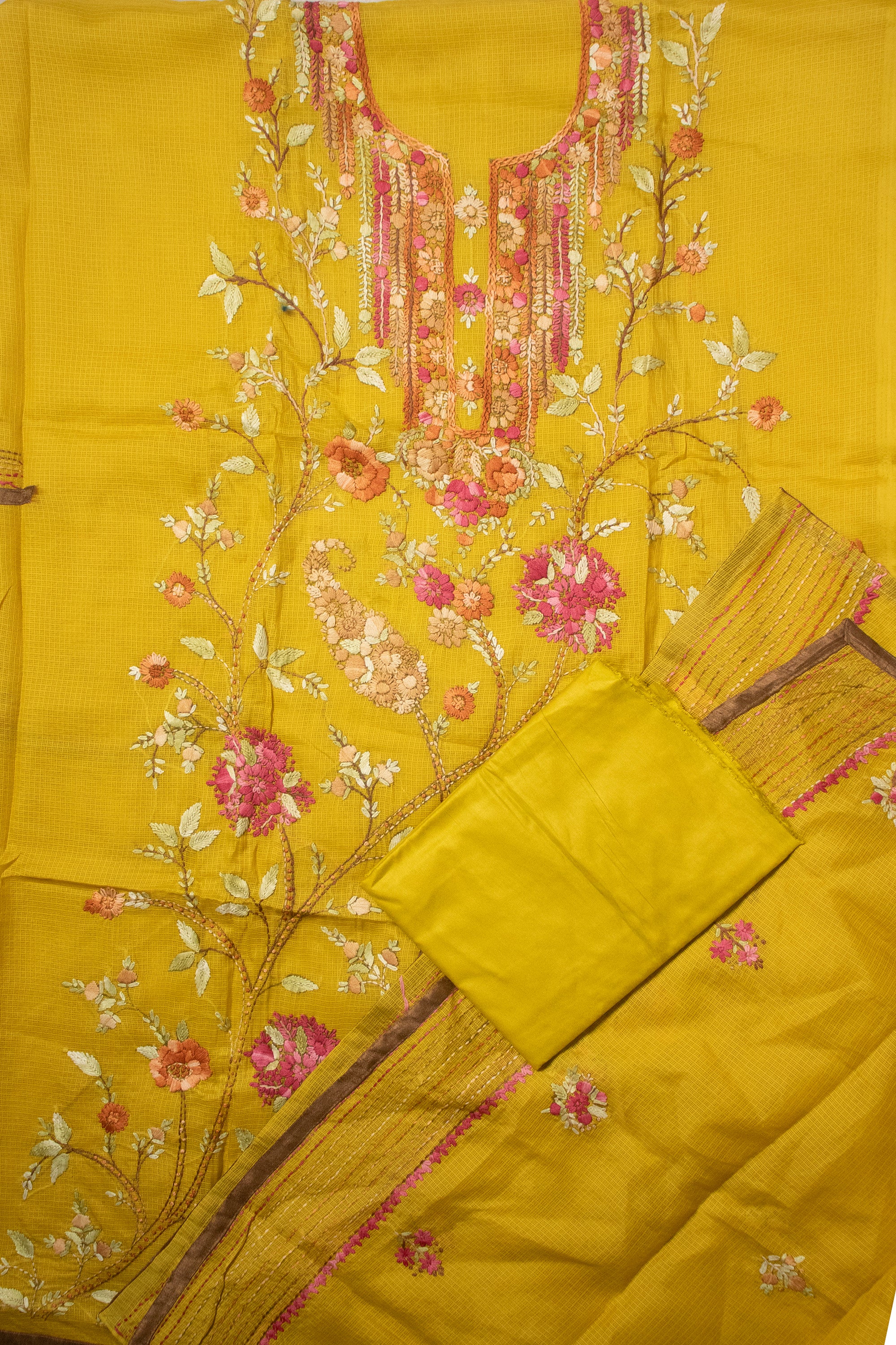 Mustard Vineyard Hand-Embroidered (Unstitched)