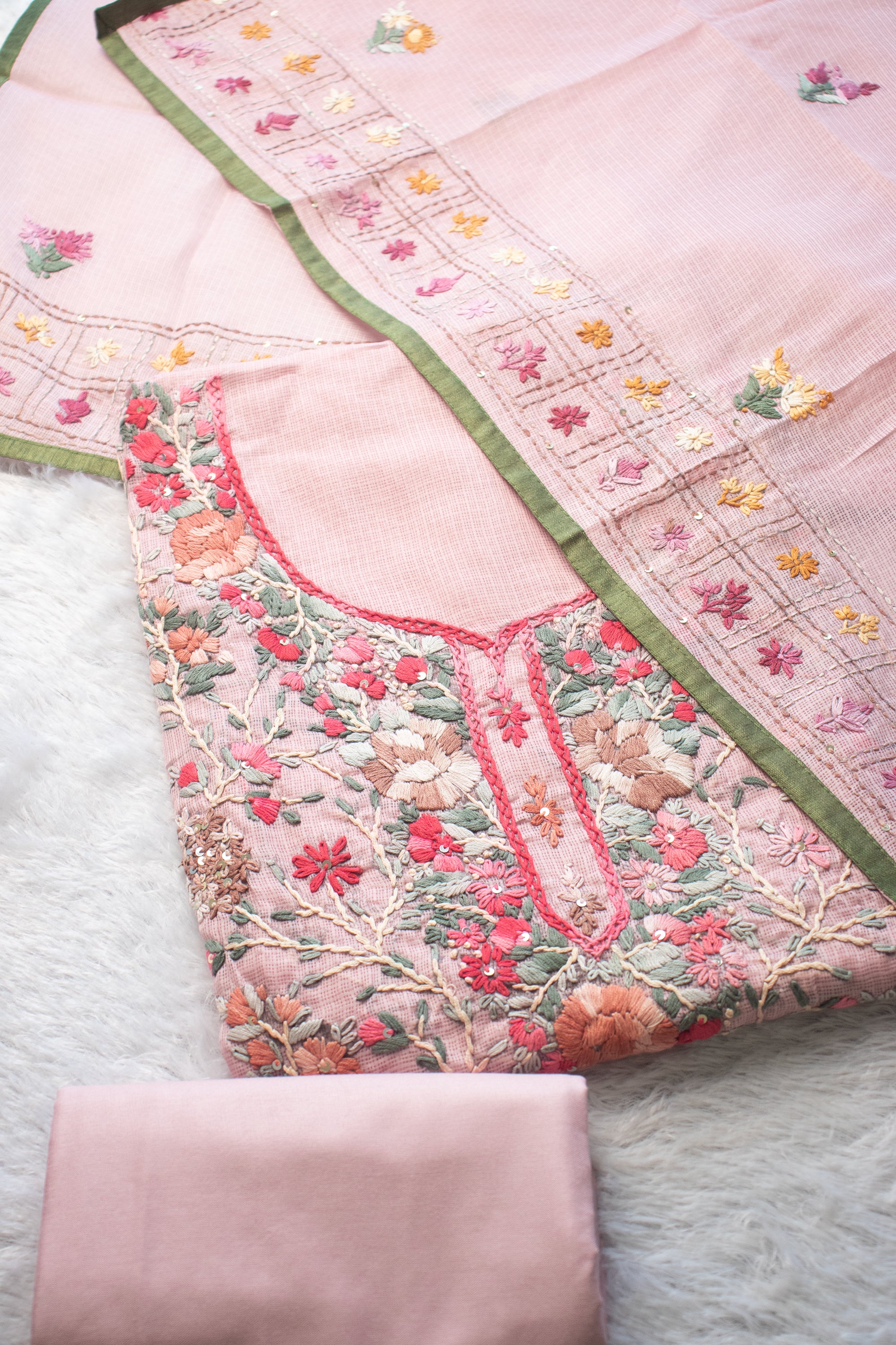 Rose Pink Regal Jaal Kurta Set