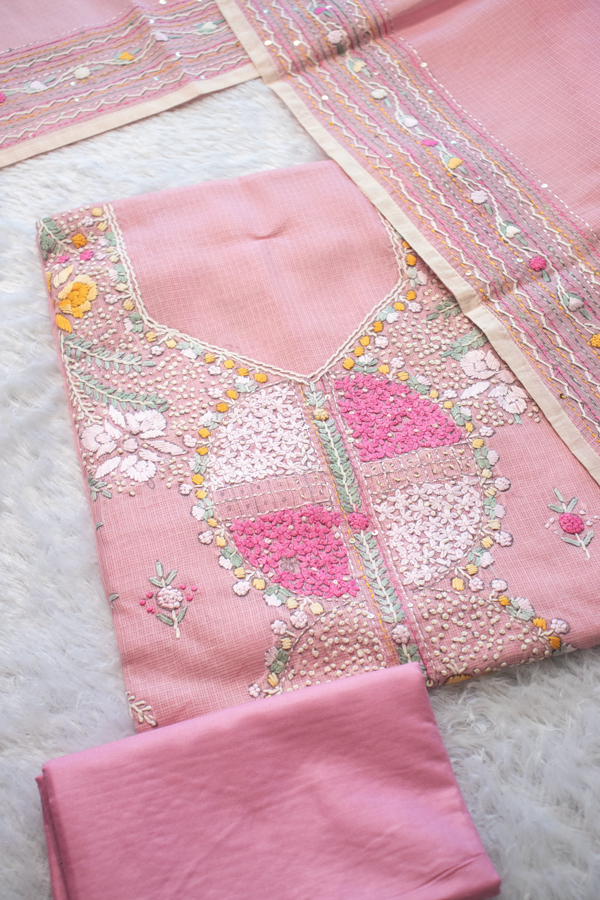 Blush Pink Soft Bloom Kurta Set