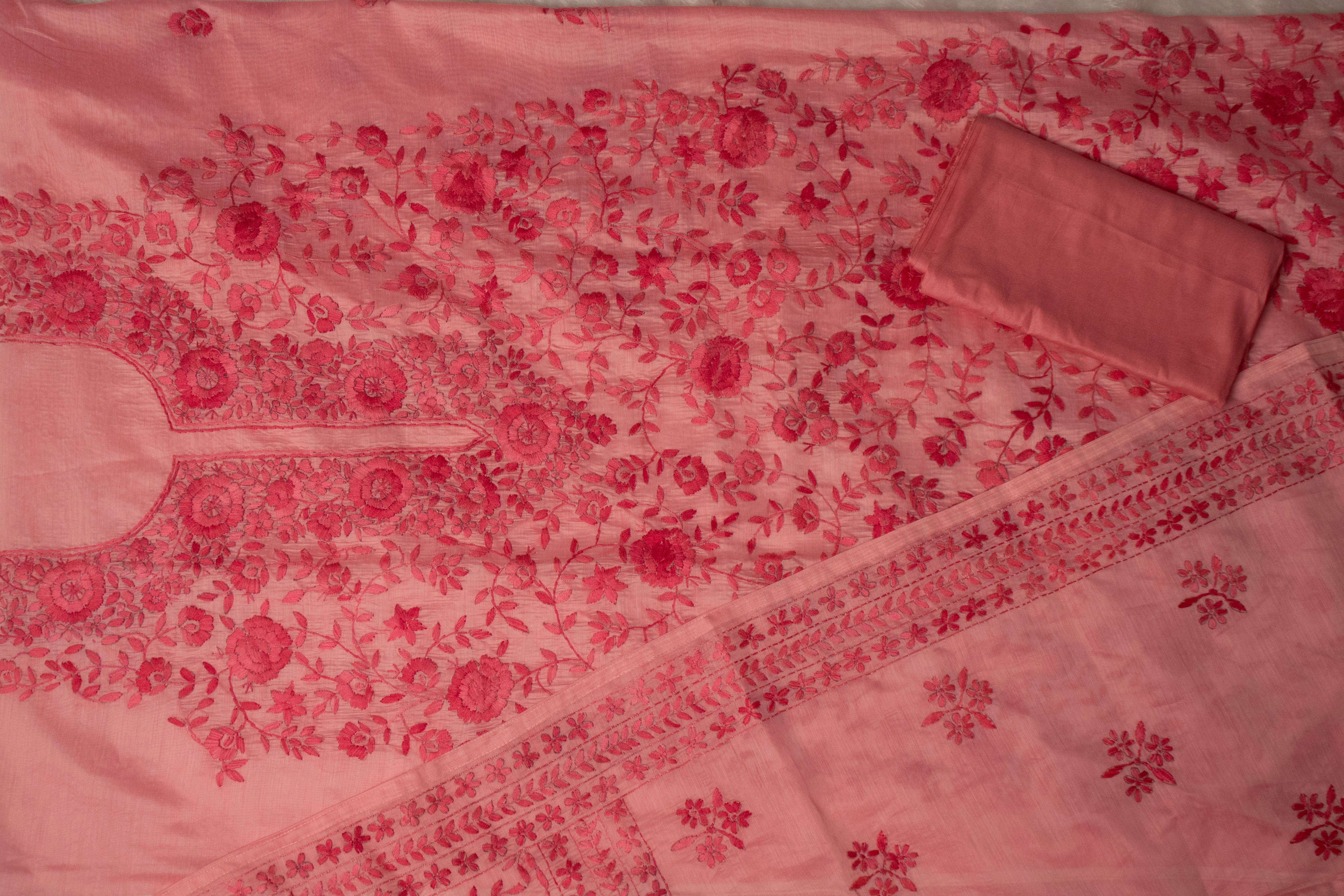 Do rang tashreeh Pink dual tone unstitched suit set