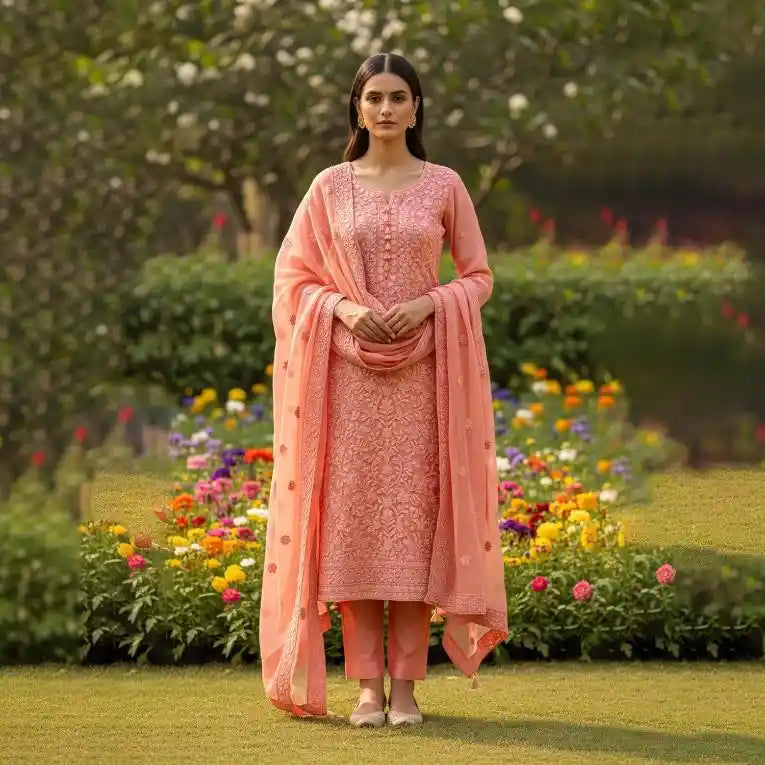 Peach unstitched suit material
