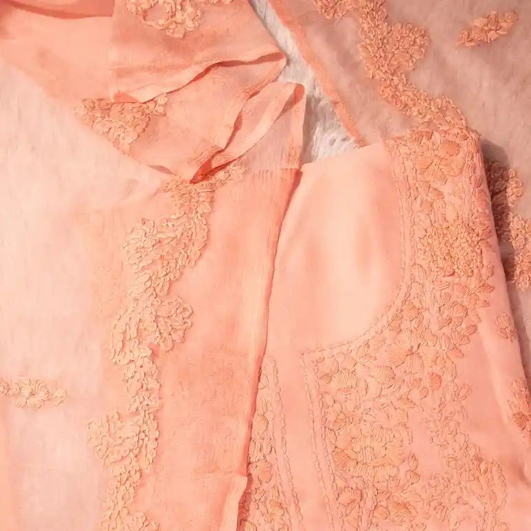 Peach unstitched suit material