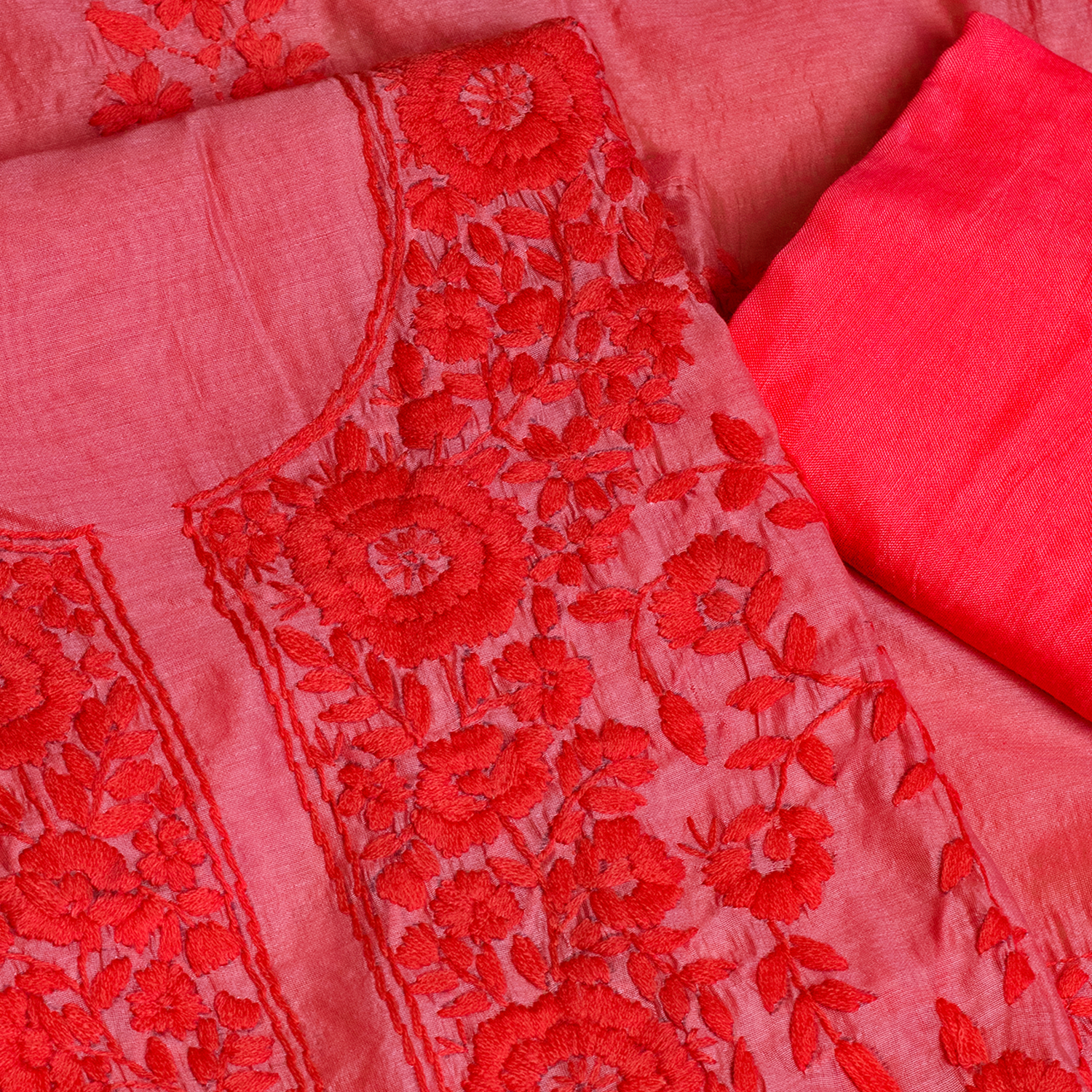 Rose Rouge threadwork unstitched Suit Set