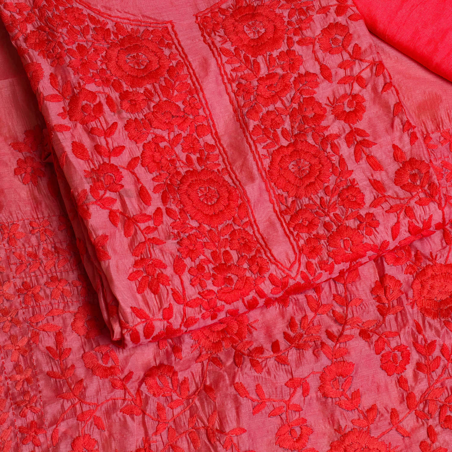 Rose Rouge threadwork unstitched Suit Set
