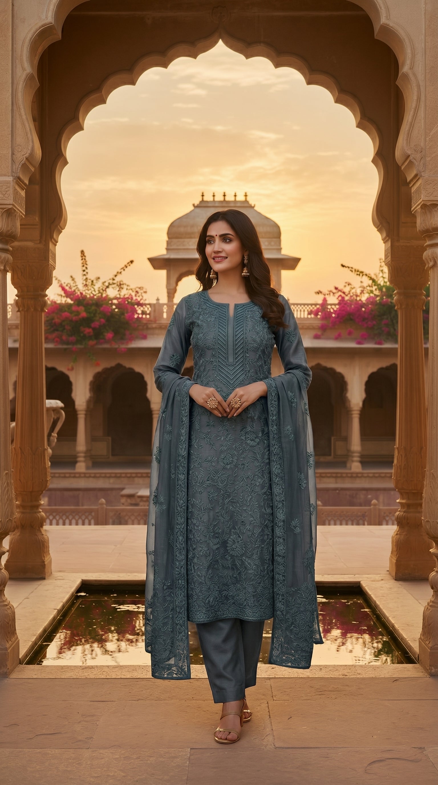 Signature Craft Aari Embroidered Unstitched Suit  (Unstitched)