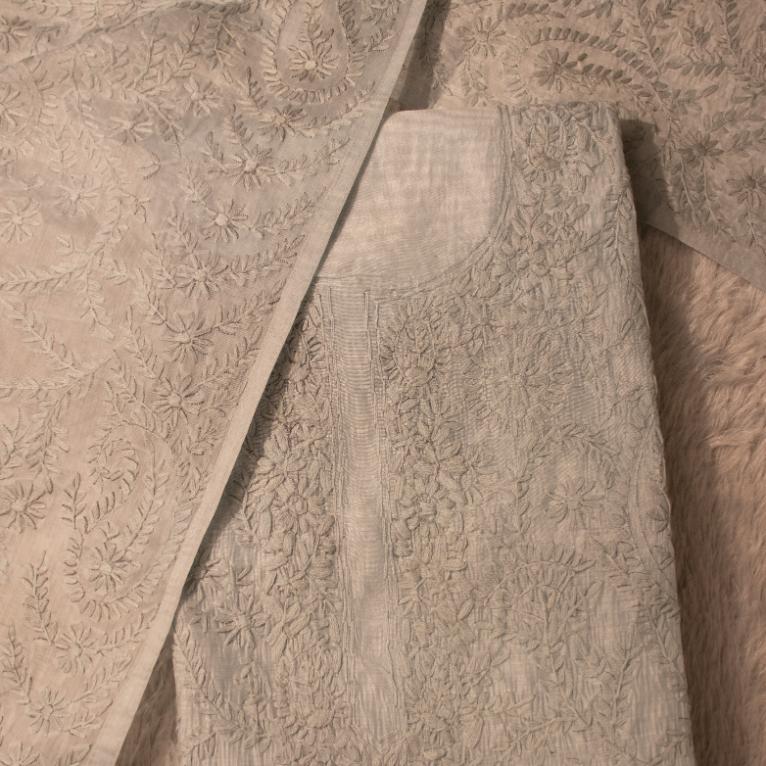 Thread Tales Rangrez White Chikankari Bloom unstitched suit