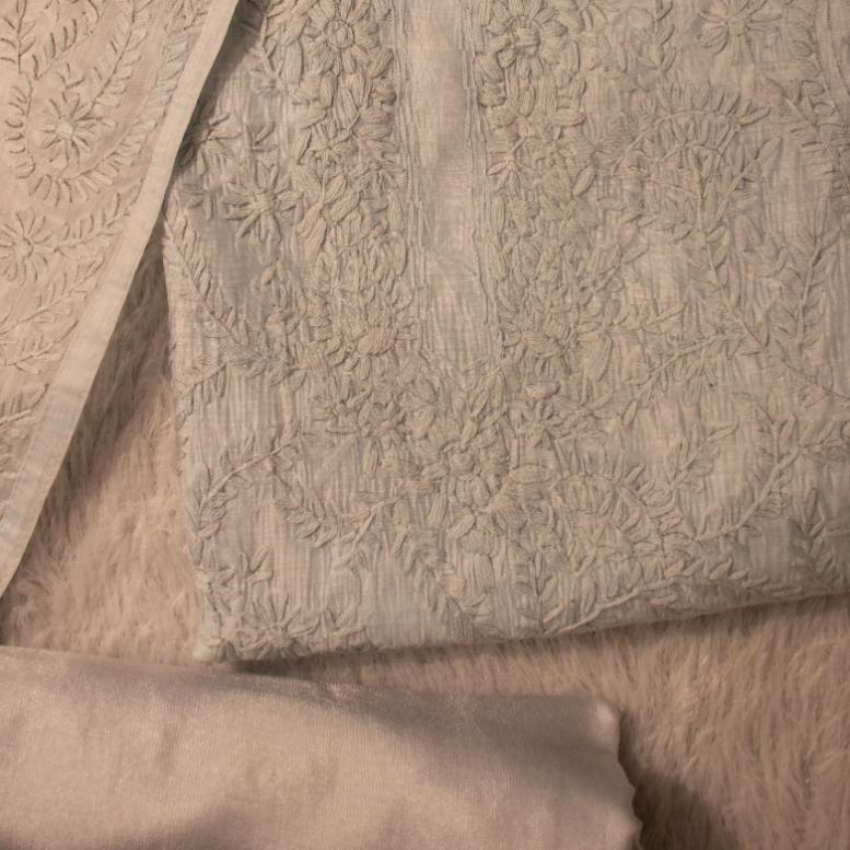 Thread Tales Rangrez White Chikankari Bloom unstitched suit