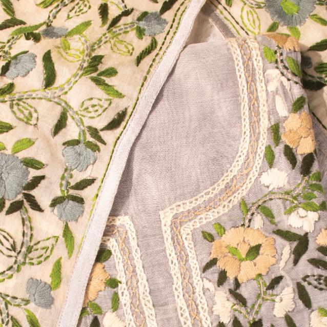 Thread Tales Vistaar Silver Vine unstitchedd suit
