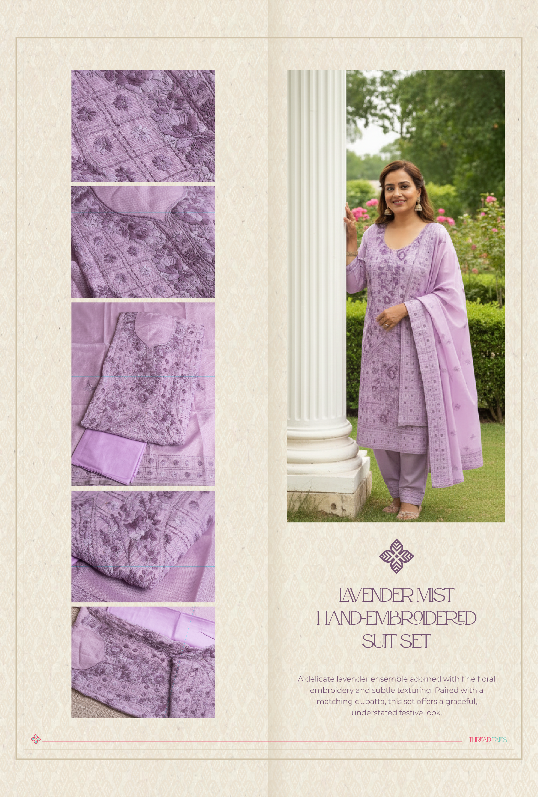 Lavender Mist Hand-Embroidered Suit Set