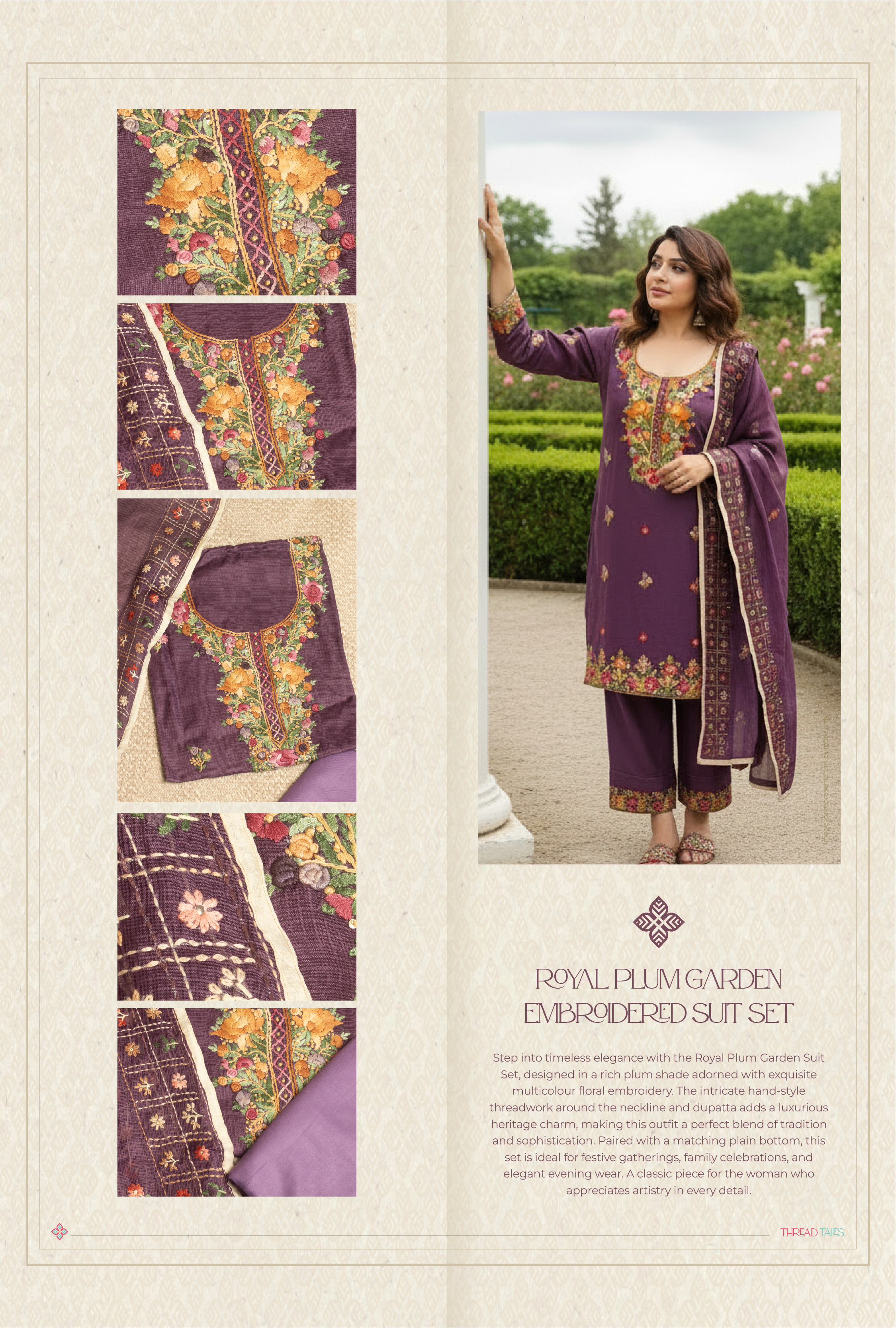 Guluband neckline purple unstitched Embroidered Suit Set