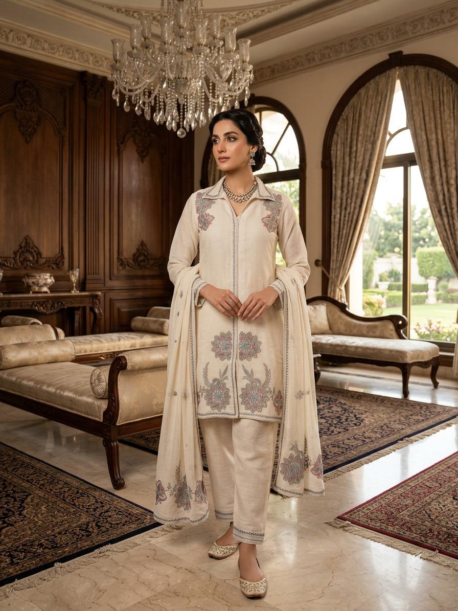 The Ivory Heritage Collar Muslin Co-ord Set