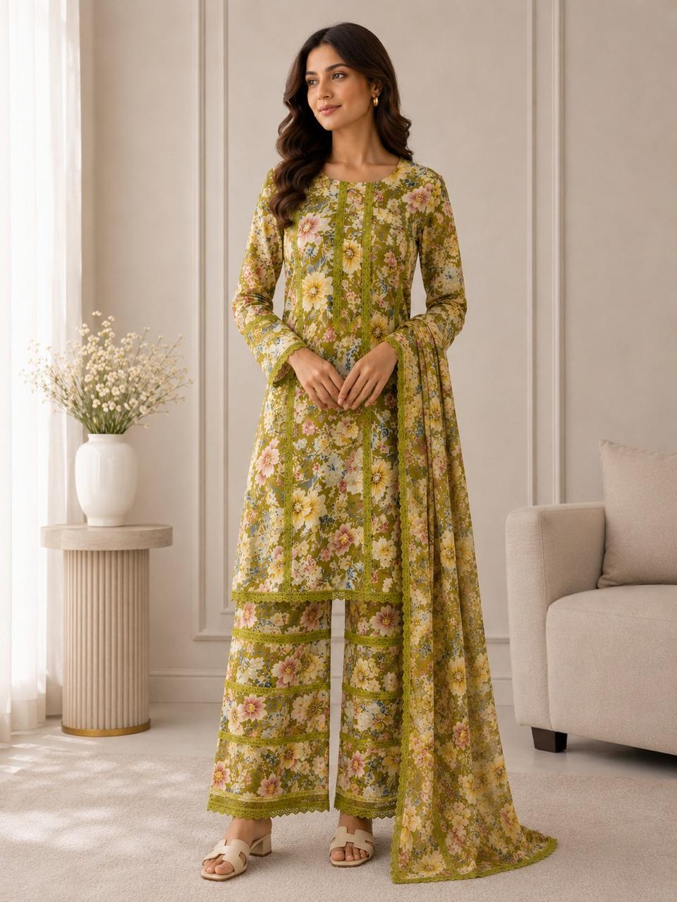 Olive Meadow Bloom Kurta Set