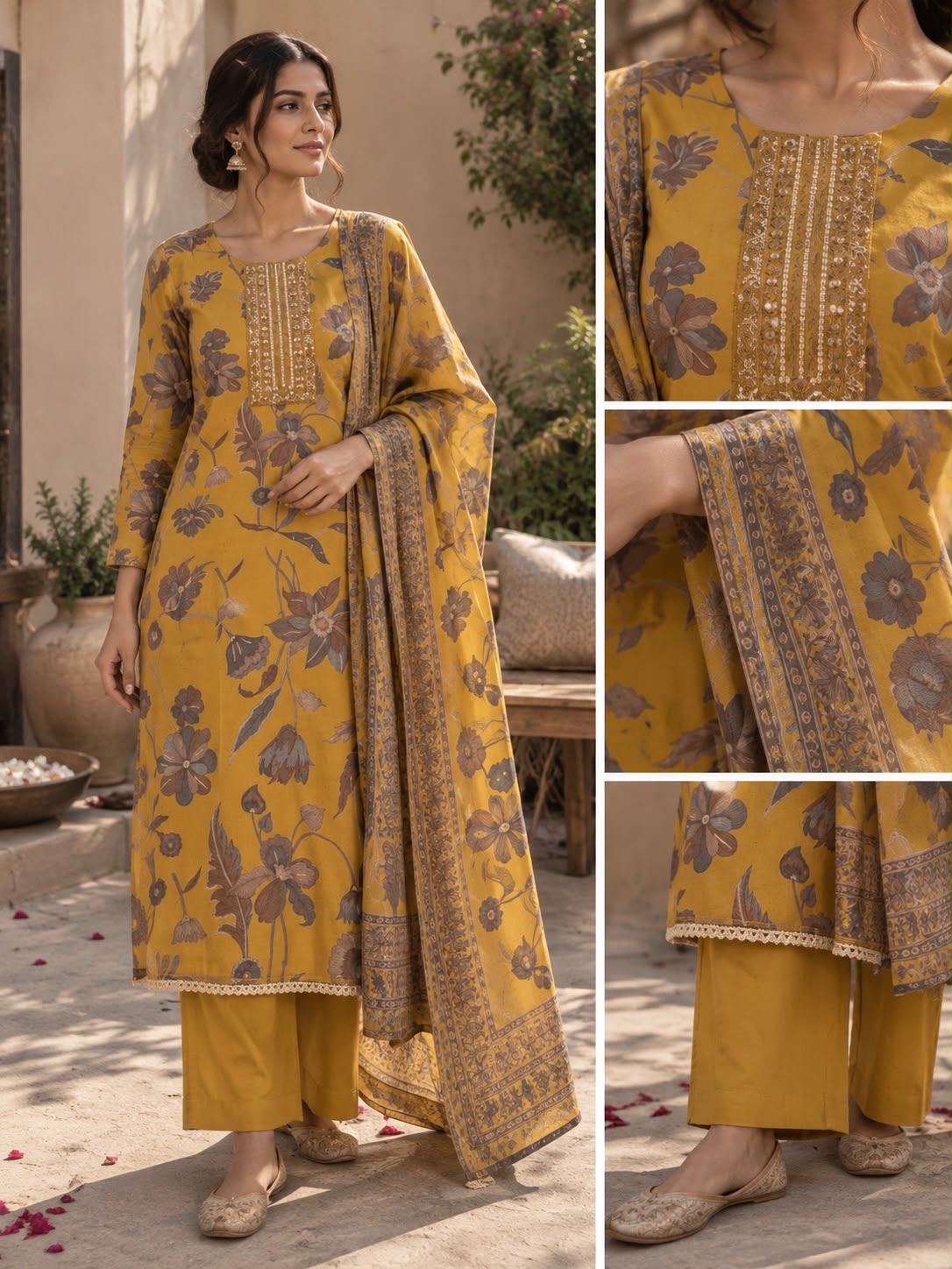 Sunehri Gul Floral Unstitched Suit
